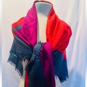 Vintage YSL Silk and Cashmere 54" Square Scarf  1980's